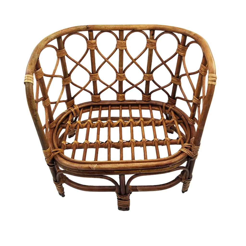 Handmade Baby Bamboo Bench & Bed + Rattan Basket Newborn Photography Props Container for Infant Posing Baby Studio Shooting Use