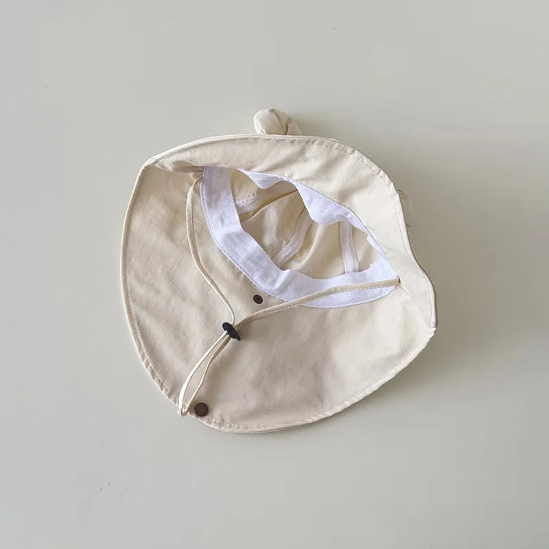 Bear Baby Summer Hat Shawl Kids Sun Hats Beach Travel Neck Protection Baby Cap Children Panama Infant Toddler Accessories 8M-3Y