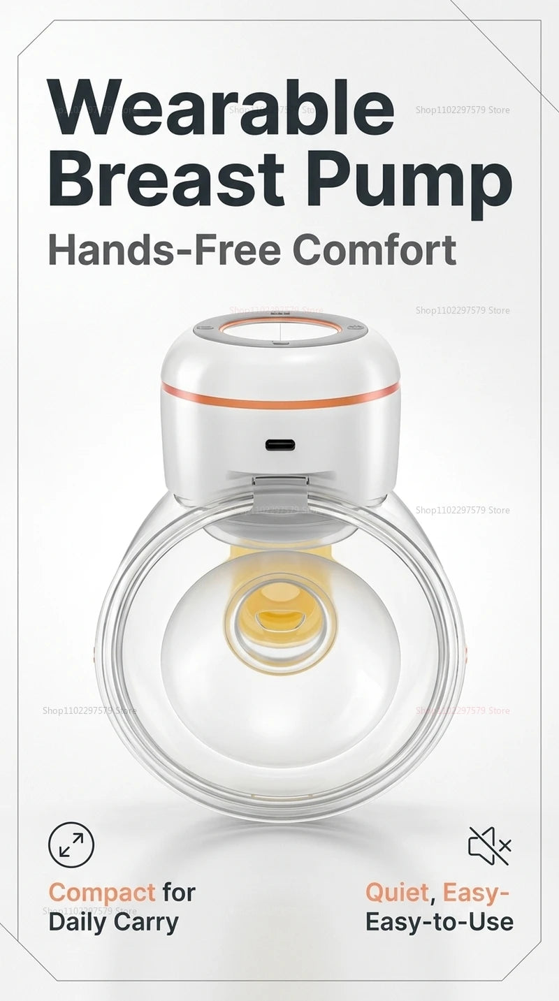 1PCS Wearable Electric Breast Pump Hand Free Low Noise Portable Breast Milk Collector Anti Backflow Comfort Breast Pump BPA-free