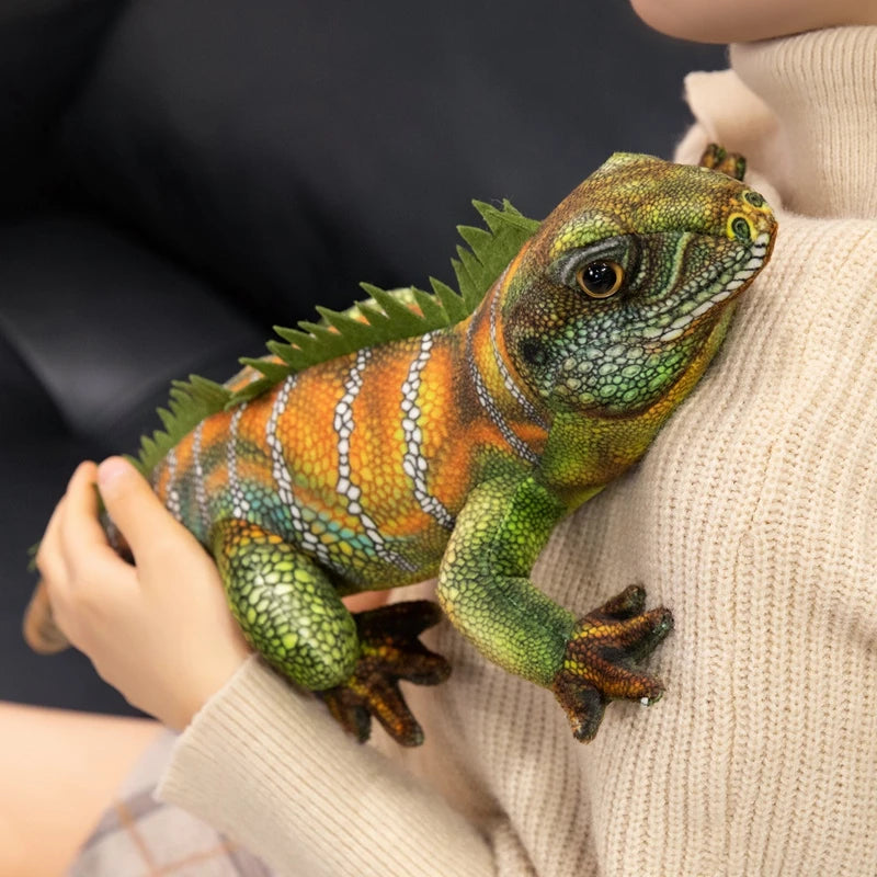Hot Tropical Rainforest Wildlife Simulation Lizard Plush Doll Lifelike Chameleon Stuffed Toys Cute Reptile Pet Model Kids Gifts