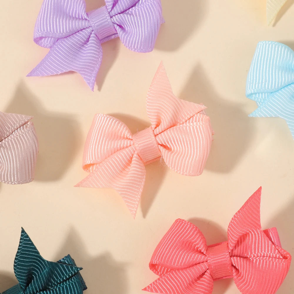 40Pcs 1.57inch Girls' Solid Bow Hair Clips Cute Mini Grosgrain Ribbon Bowont Hairpins Barrette for Kids Hair Accessories