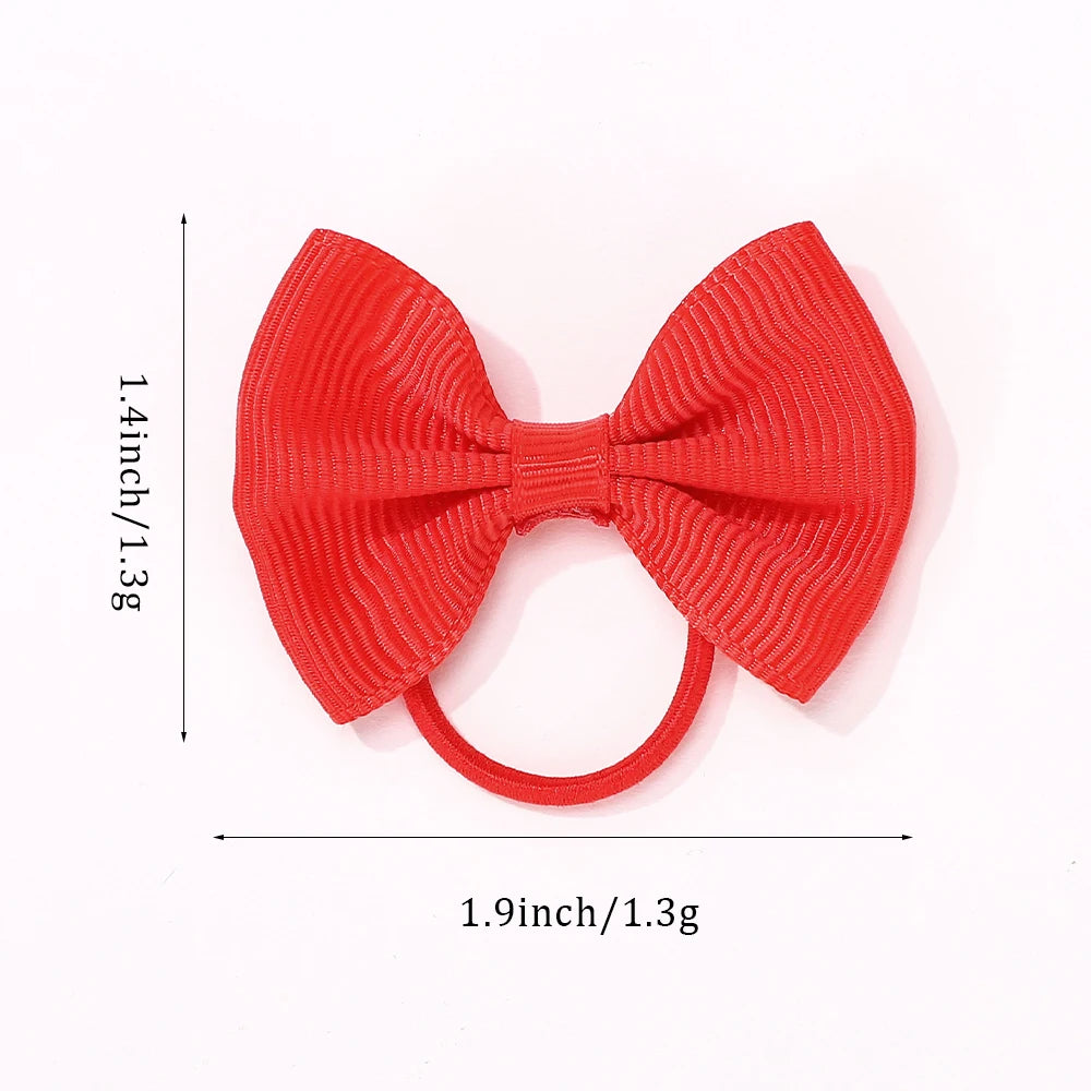 20/40Pcs/lot Hair Ribbons Head Bows Tie for Girls Elastic Solid Bowknot Rubber Hairband Kids Headwear Wholesale