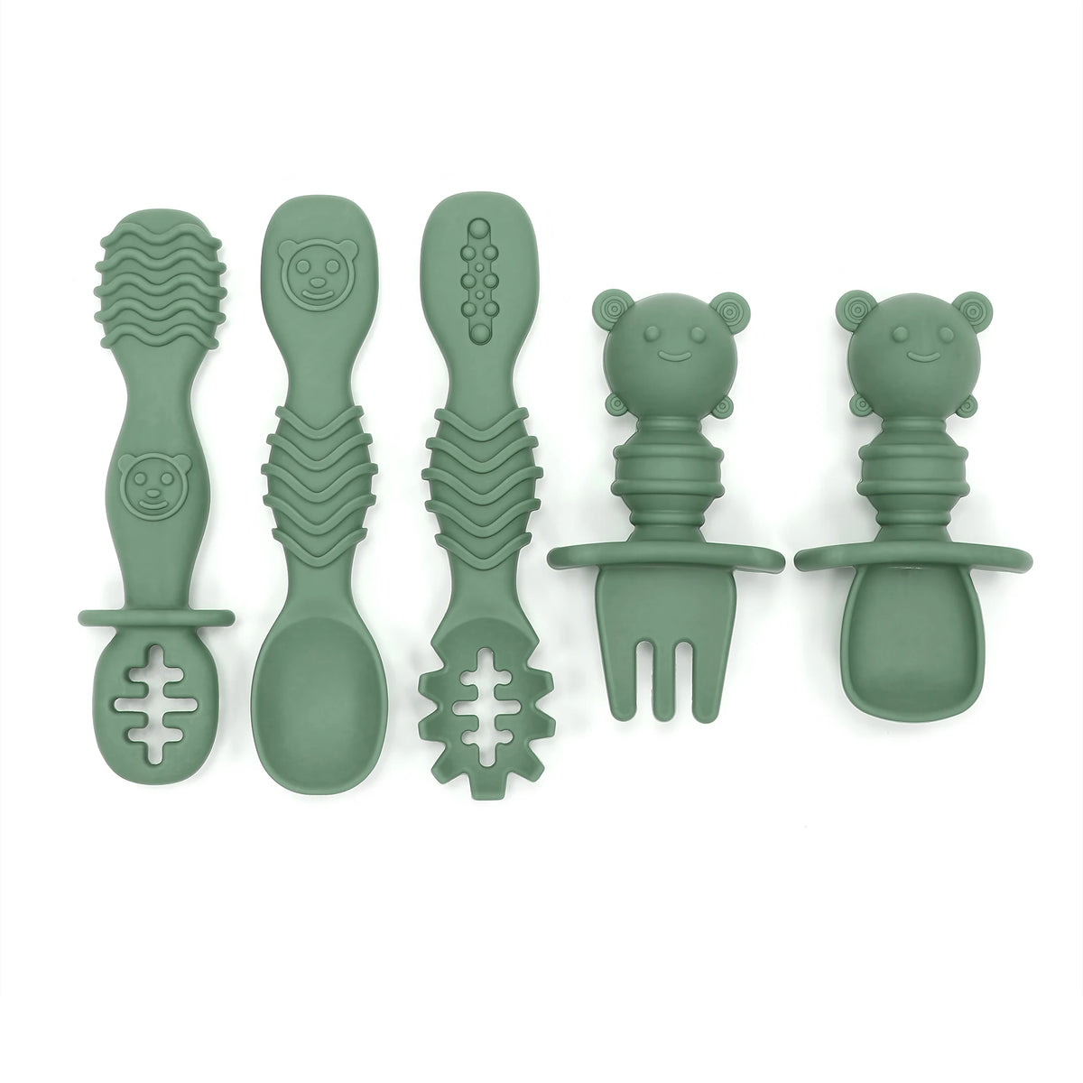 5-Piece Silicone Baby Spoon Set With Choking Barrier for Weaning SFS-5