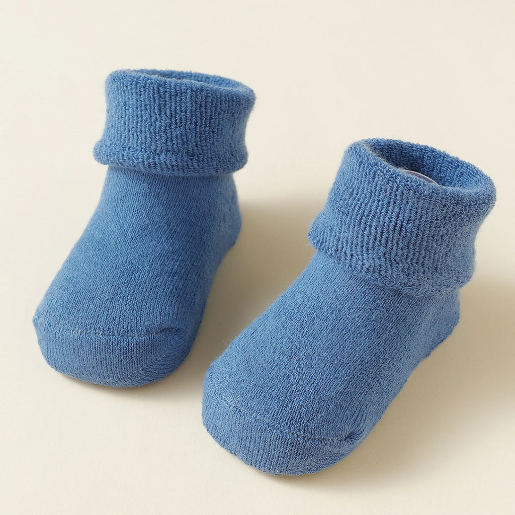 5 Pairs Baby Socks Winter Thick Terry Kids Mid Tube Socks For Girl Boy Solid Color Warm Newborn Anti Slip Floor Socks