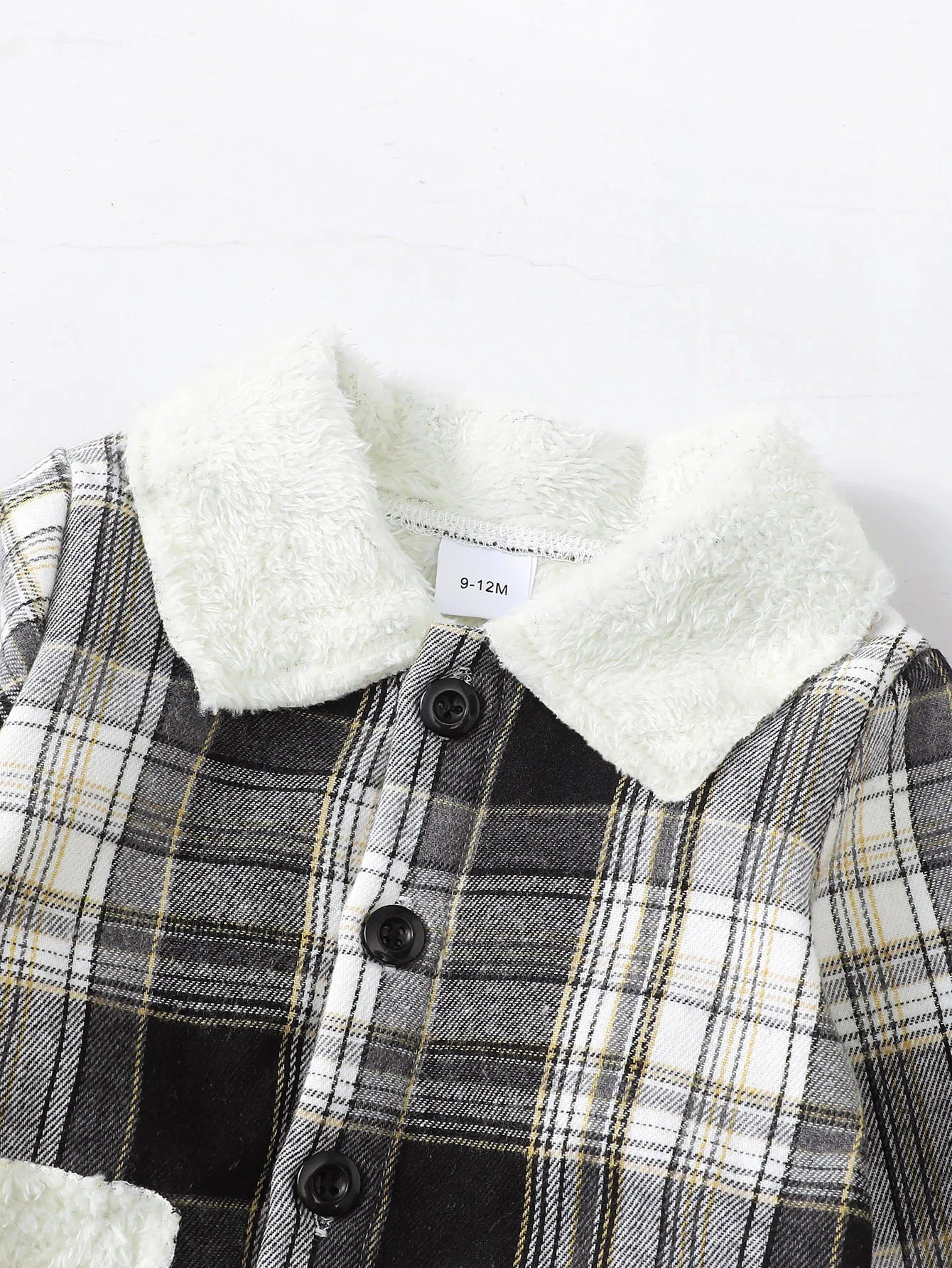 Children's clothing1-5 Year old Girls' Coat With Black and White Checkered Buttons and lapel Baby Girls' Autumn and Winter Coat