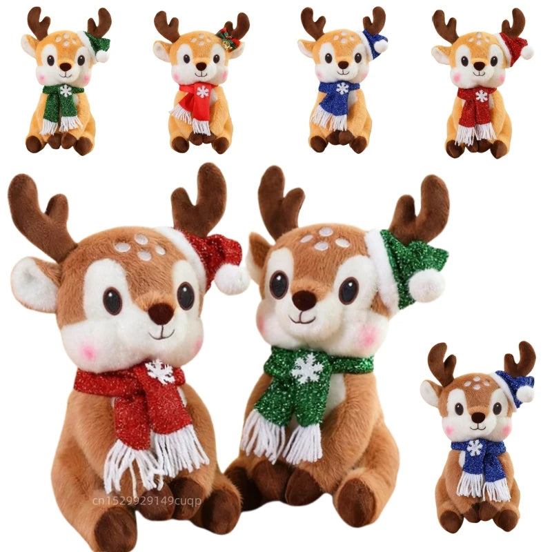 Latest Christmas Scarf, Deer Doll Pillow, Kawaii Stuffed Plush Toy Doll, Cartoon Anime, Cute Children's Birthday Gift, Fun Doll