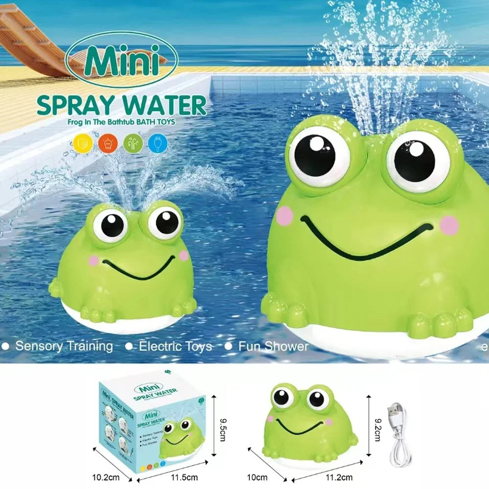 Auto Sensing LED Frog Bath Toy USB Rechargeable Water Spray Play Toy for Kids Baby Shower Gift