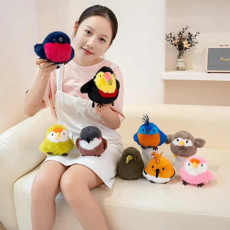 Kawaii Bird Plush Doll Pendant Lifelike Designs Parrot Sparrow Penguin Mallard Duck Kiwi Soft Toy for Boys & Girls Birthday Gift