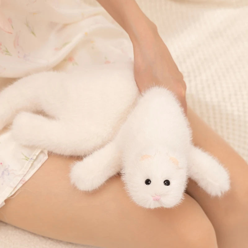 New Simulation Ferret Plush Toys Kawaii Lifelike Animal White Brown Mink Plushie Pillow Stuffed Soft Sofa Cushion Creative Gifts