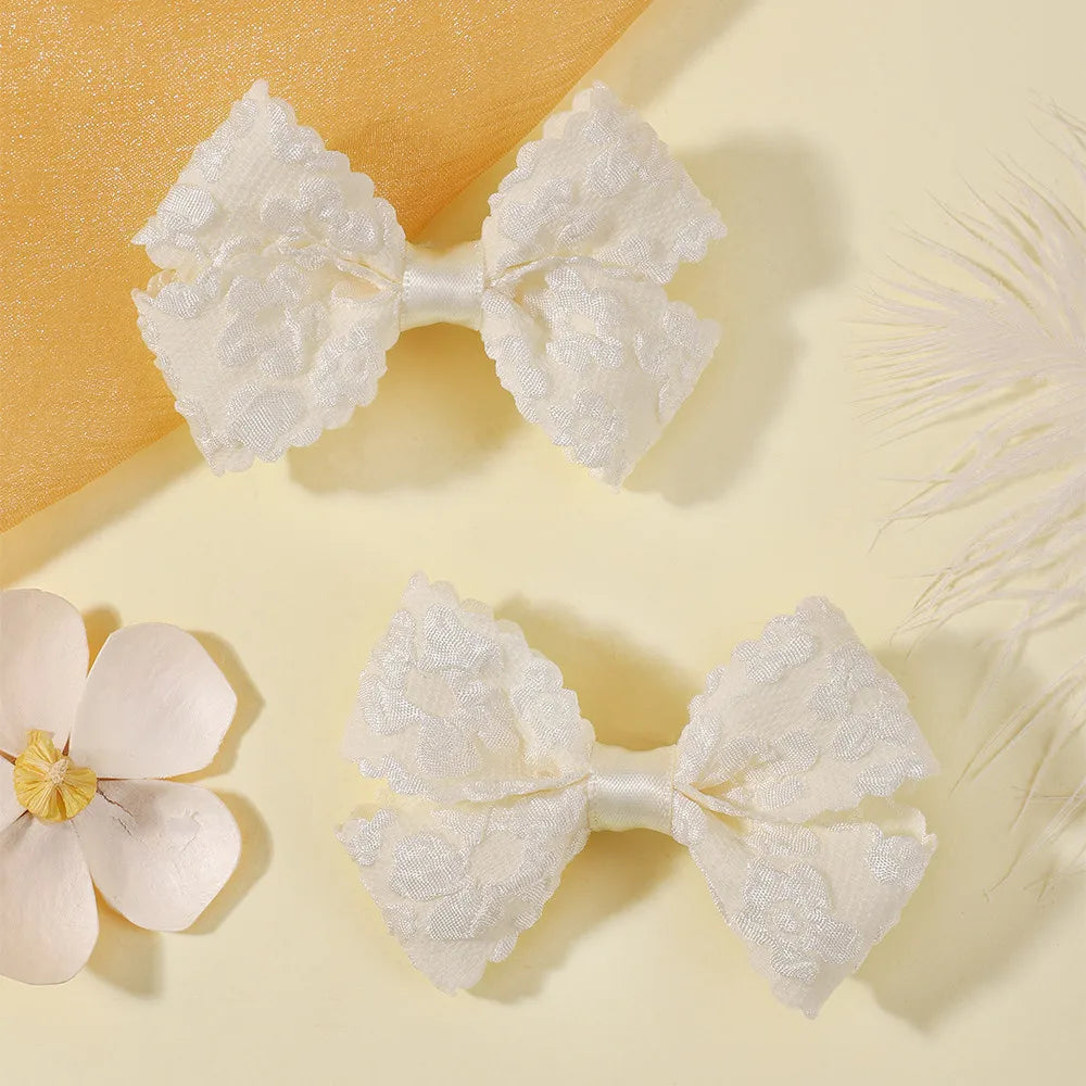 2pcs/set Hair Clips for Girl Delicate Lace Bows Headwear Hairpins Lovely Kids Children Baby Hair Accessories