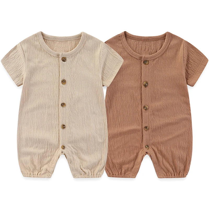 Fashion Cartoon 2-Piece Unisex Baby Rompers Short Sleeve 100 Percent Cotton Jumpsuit Style 2P