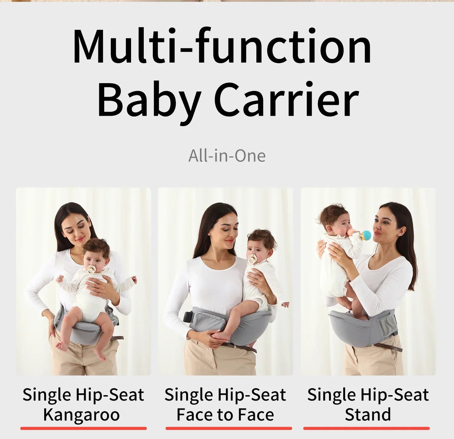 INSULAR 3 In 1 Baby Carrier Multi-functional Child Waist Stool Breathable Waist Stool With Hip Seat Front Hold Portable 0-2Y