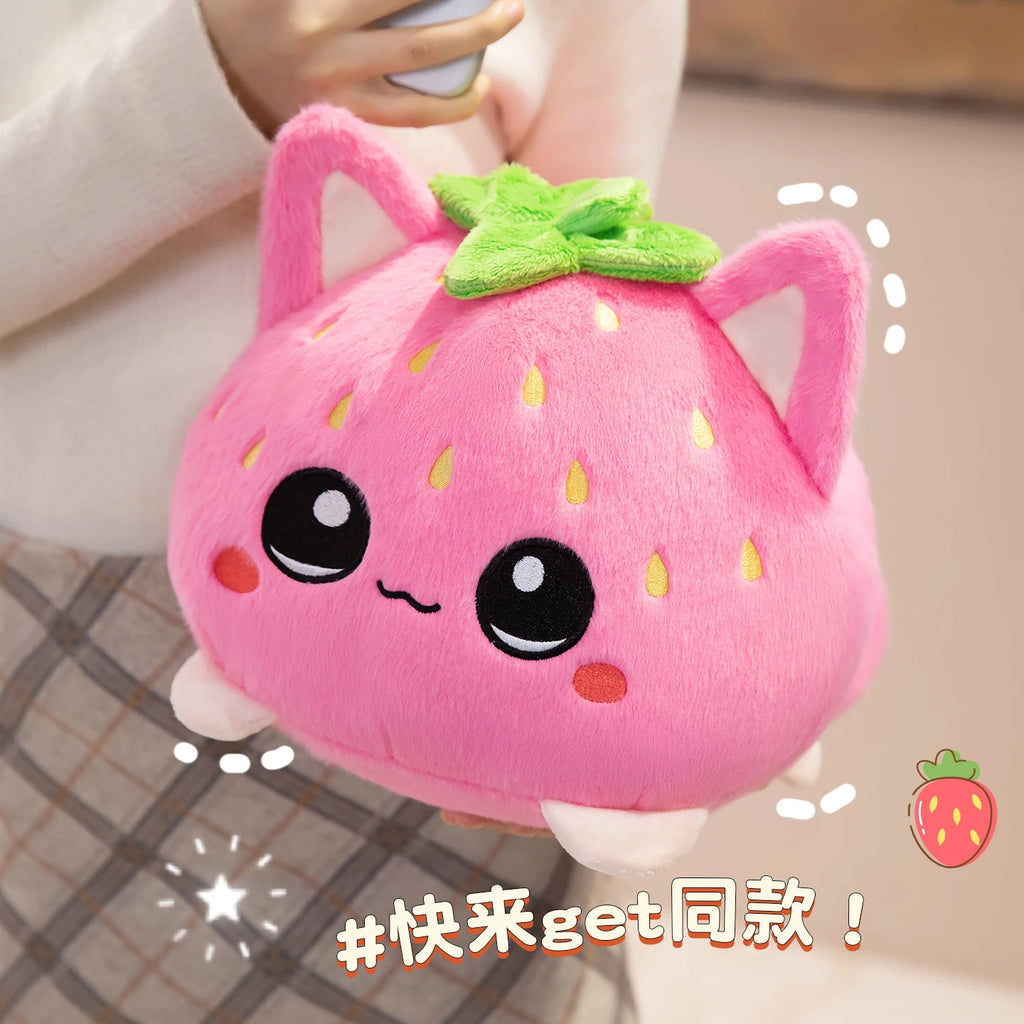 Cute Plush Dolls With Strawberry Cat Stuffed Soft Toys Cushion Sofa Pillow Birthday Gift Room Decor Children's Friends Birthday