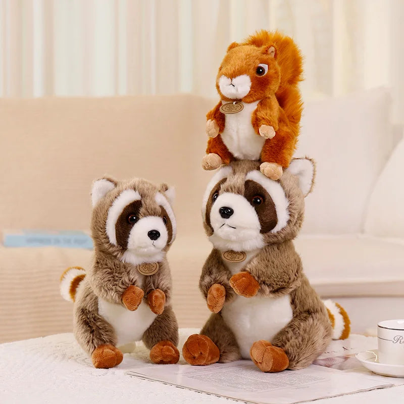 Cute Simulation Squirrel Raccoon Plush Toys Stuffed Soft Animal Dolls For Children Girls Baby Birthday Christmas Gifts