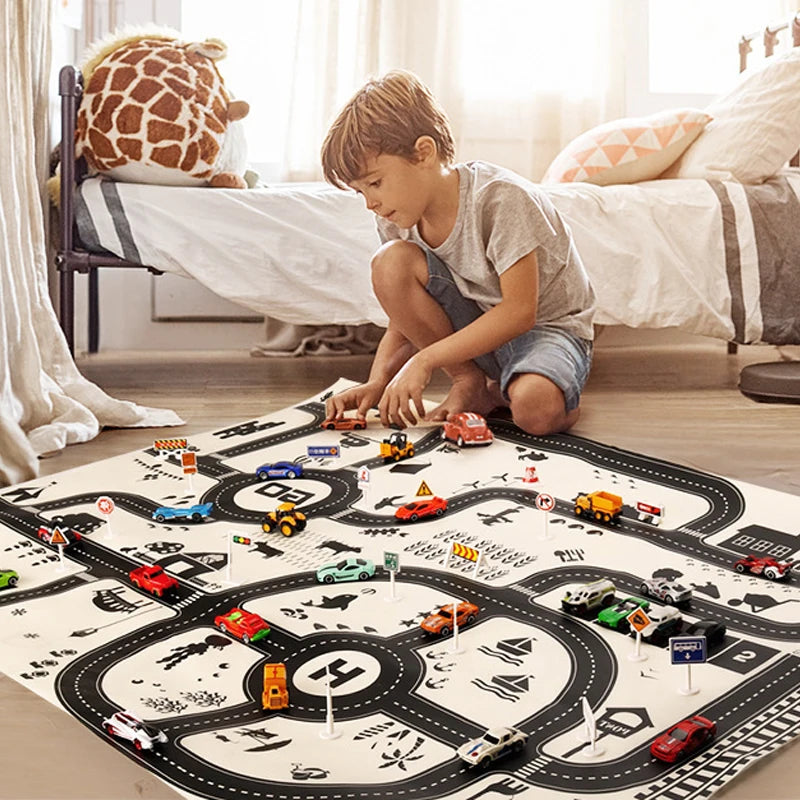 Baby Crawling Mat 83x57cm Cartoon City Traffic Map Non-Slip Playmat For Boys Girls Toddler Montessori Early Education Toys TMZ