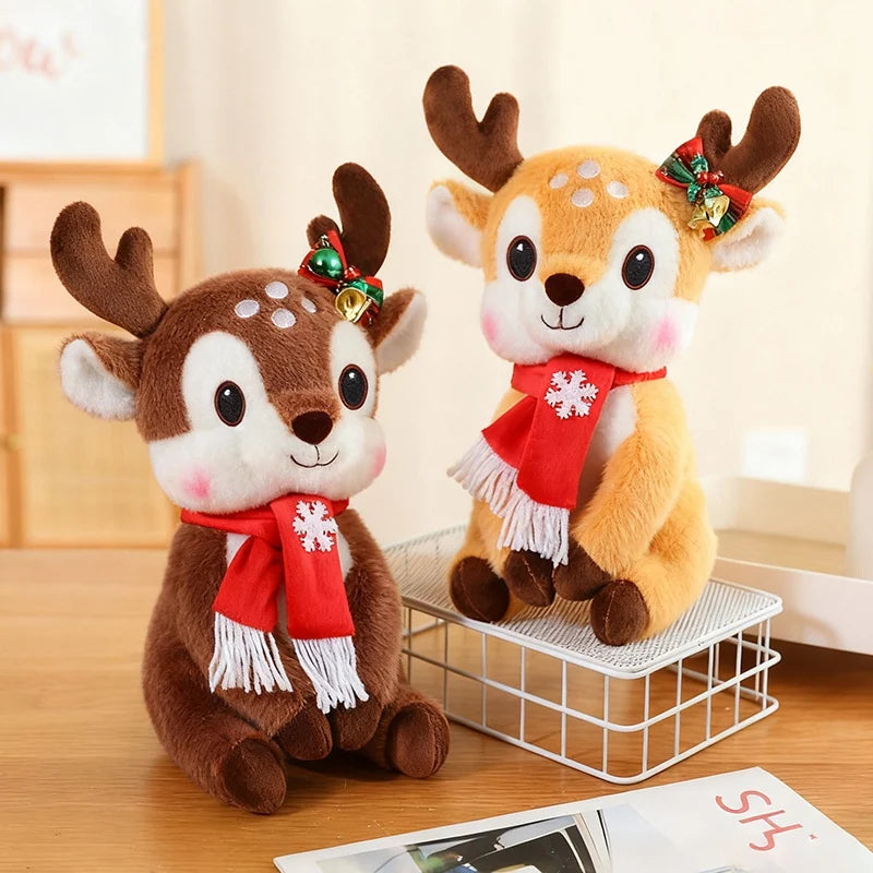 Latest Christmas Scarf, Deer Doll Pillow, Kawaii Stuffed Plush Toy Doll, Cartoon Anime, Cute Children's Birthday Gift, Fun Doll