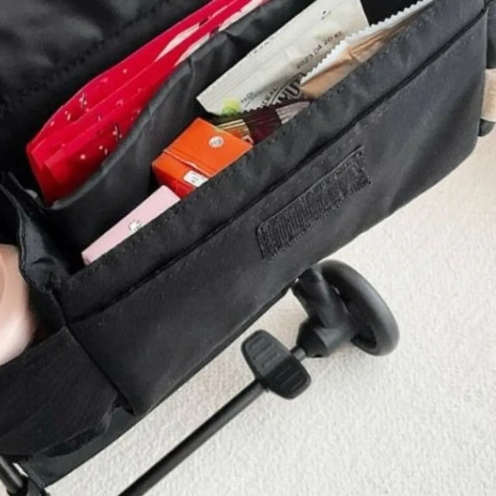 Cartoon Stroller Organizer Bag Bear Cloth Pram Storage Bag Large Capacity Multi Pocket Stroller Hanging Bag