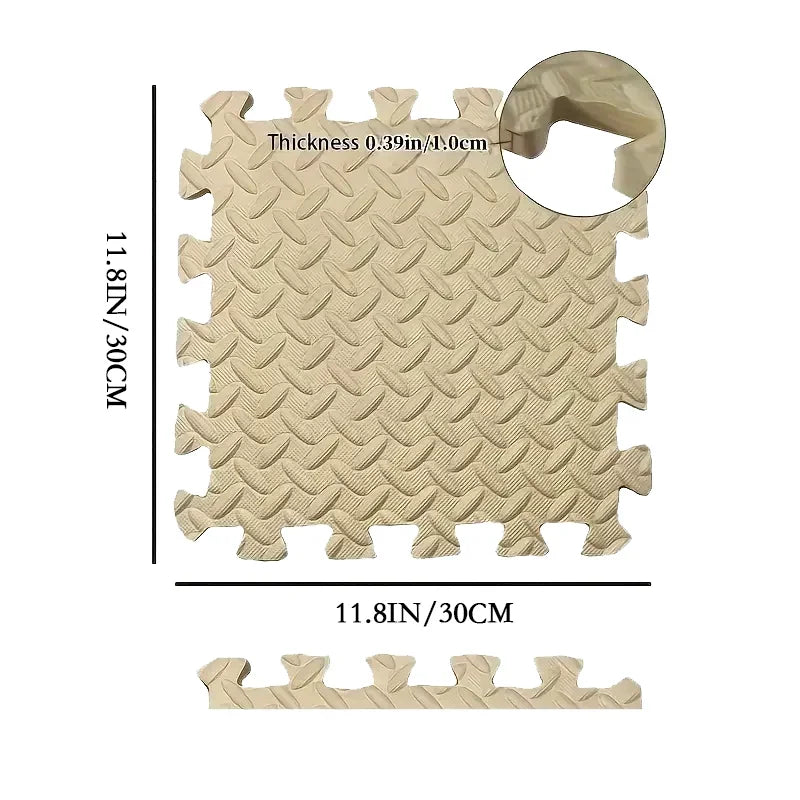 Interlocking Baby Play Mat 1cm Thick EVA Foam 30x30cm Tile Leaf Grain Design, 6 Or 12 Pack