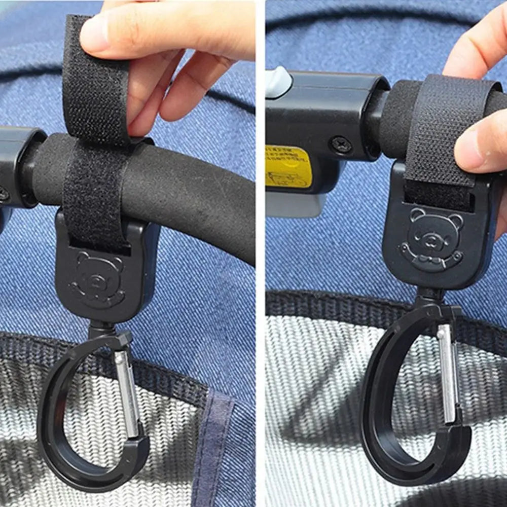 Bag Hooks Rotate 360 Degree Stroller Accessories Bear Baby Bag Stroller Hooks Baby Hanger Hooking Up Pram Hooks Bag Hanger
