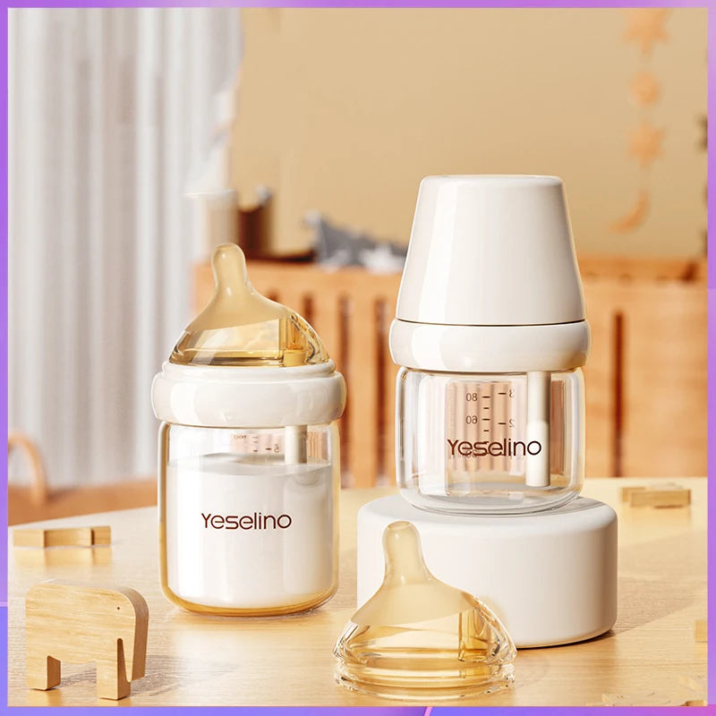 Yeselino 6th Gen newborn anti-colic glass bottle for babies 0-6 months.