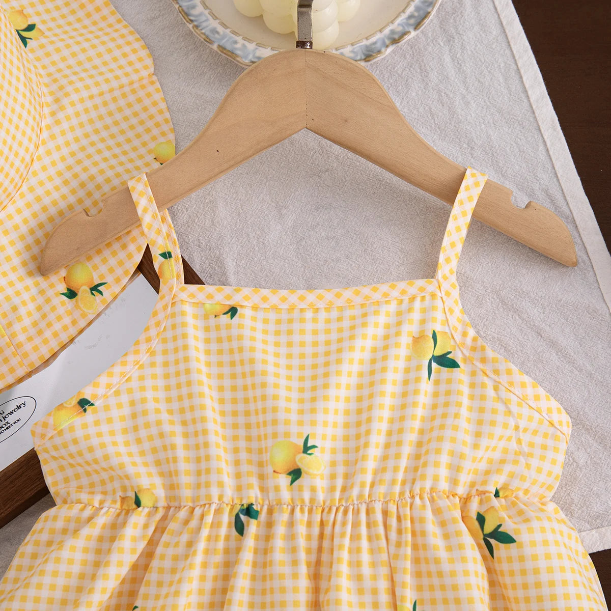 Baby Dresses Summer Cotton Plaid Full Printed Suspender Baby Girl Dress Sweet And Casual Beach Baby Girl Clothing With Hat