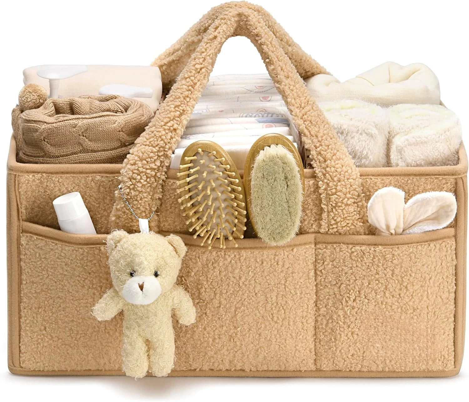 Aplus Diaper Caddy Organizer For Changing Table Plush Teddy Bear Diaper Storage Basket Model TB01
