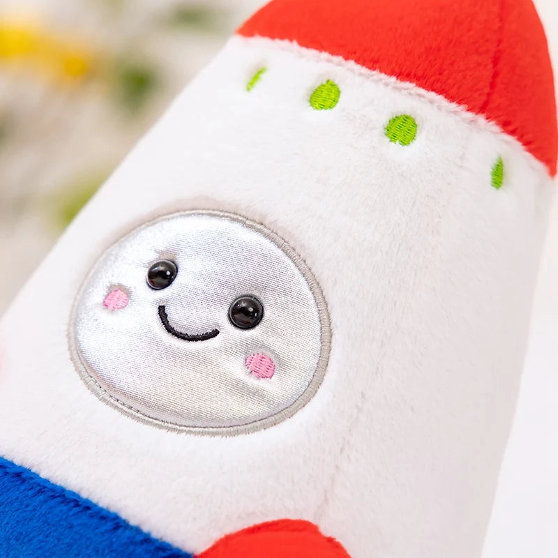 Hot 18/27cm Plush Rocket Toy Stuffed Spaceship Soft Throw Pillow for Kids Educational Birthday Gift Space Discovery Decor