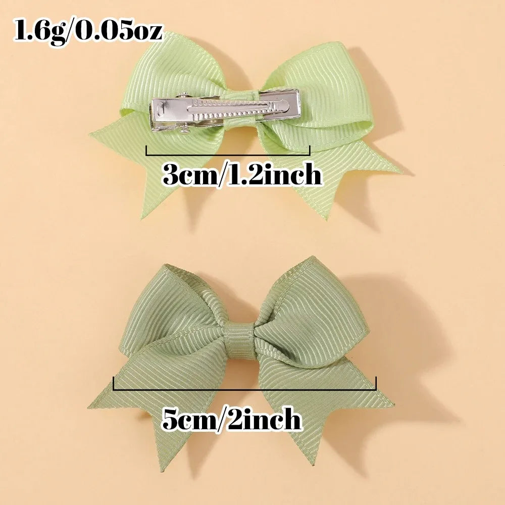 24Pcs 2-inch Hair Bows Clips for Girls Classic Ribbon Bowbot Pigtail Hairgrip Kids Hair Accessories Children's Headwear