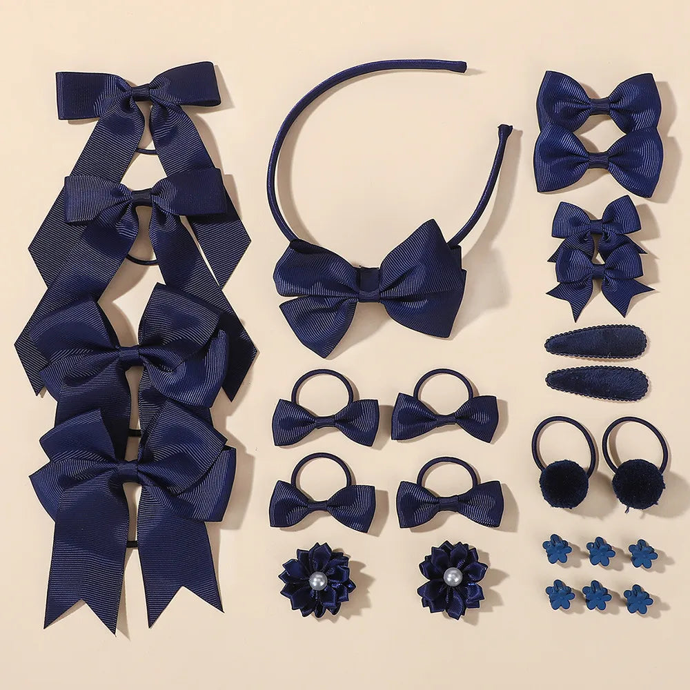 25pcs/set Hair Bows Headbands Hair Clip Hair Ties for Kids Girls Princess Cute Bowknot Hairbands Headwear Hair Accessories Set