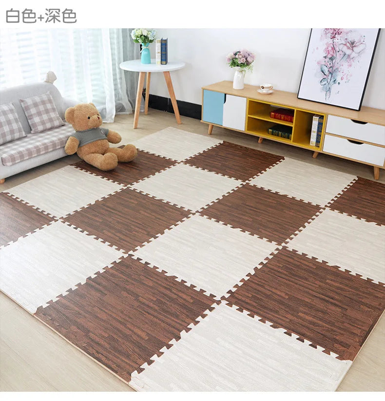 Baby EVA Foam Play Gym Puzzle Mats Wooden Interlocking Exercise Tiles Crawling Carpet And Rug for Kids Game Activity Soft Floor