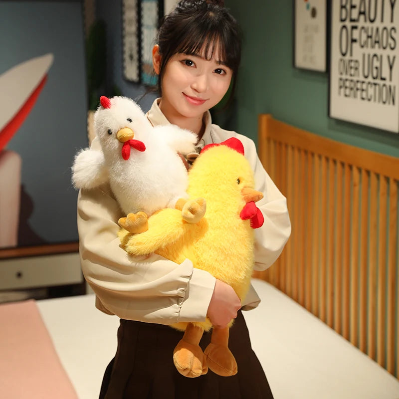 Nice Fluffy Chicken Plush Toys Cute Farmyard Animal White Yellow Chicken Plushies Funny Wet Chick Dolls Girl Boy Gift Home Decor
