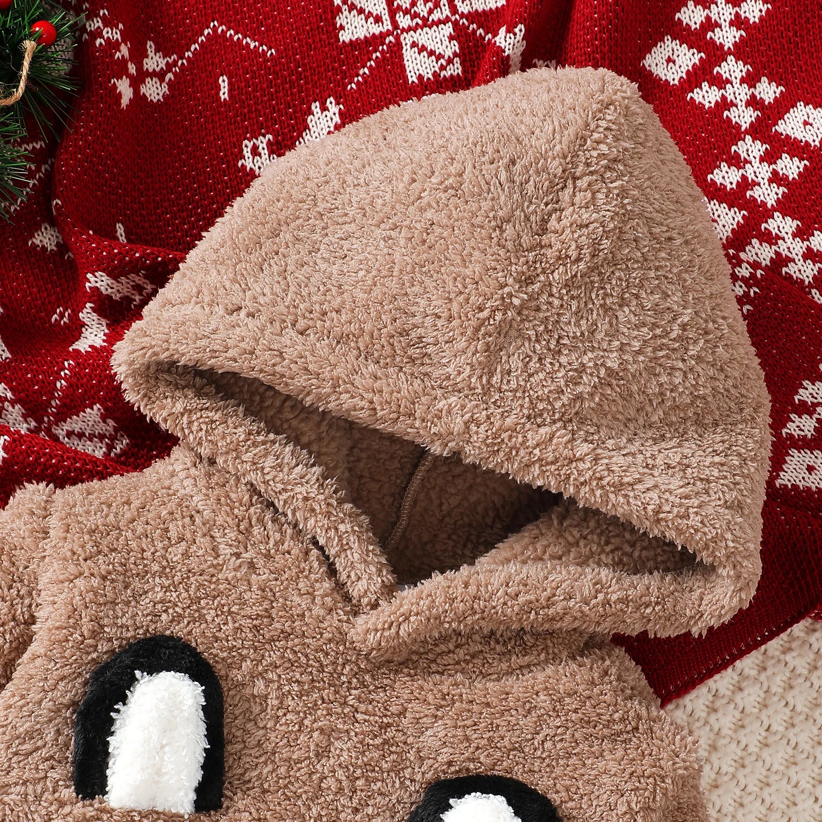 Baby Boy Plush Set Hooded Cute Emoji Long sleeved Pants 2-piece Set Suitable for 0-3 Year Old Baby Boys Winter Warmth Set