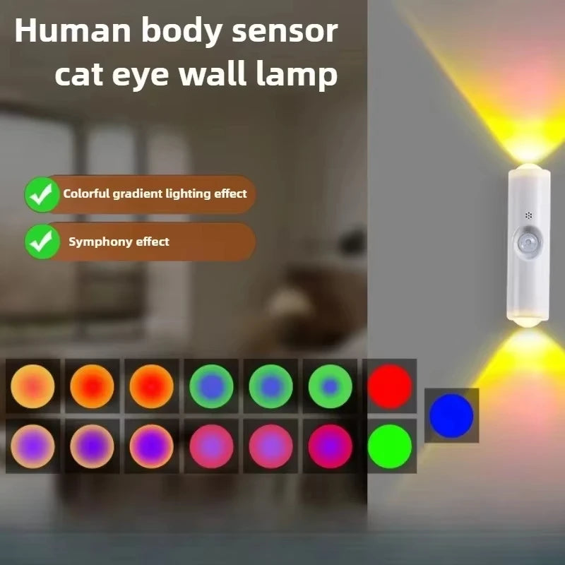 LED Night Lights Double-head Sunset Wall Lamp Motion Sensor RGB Ambient Light Magnetic USB Rechargeable Party Corridor Closets