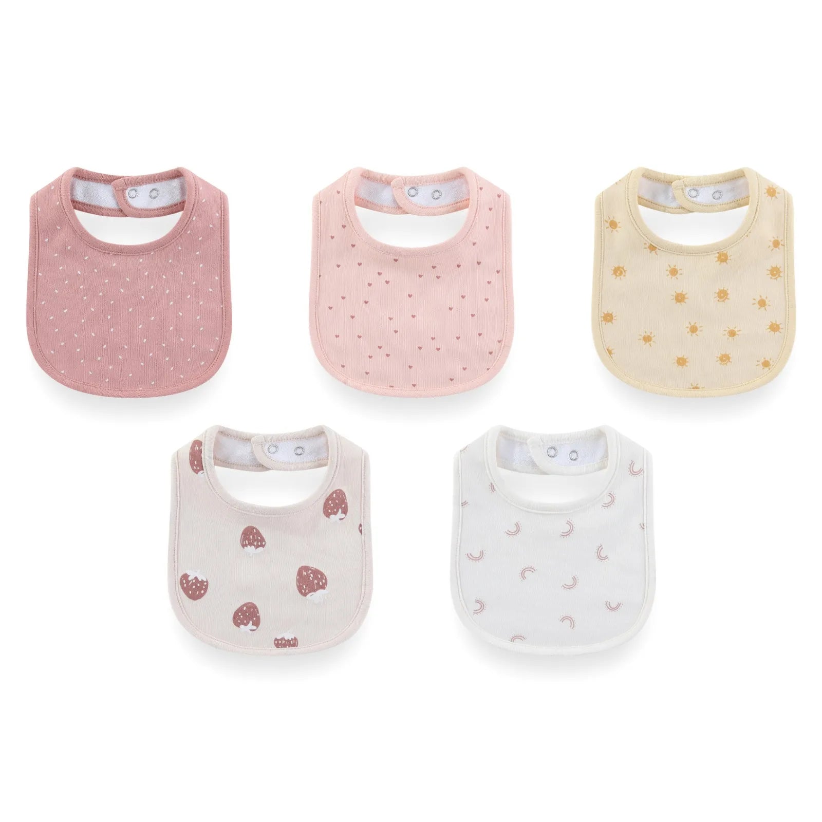 5-Piece Baby Unisex Bibs 0-12 Months Infant Accessories Baby Boys Girls Button Saliva Towel