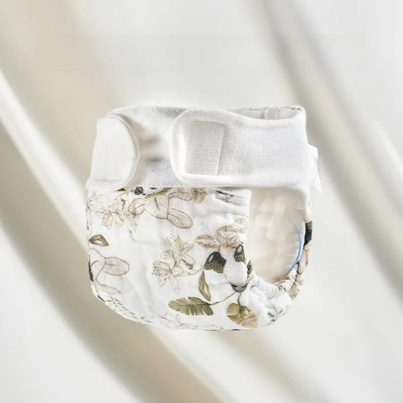 OUYUN Reusable Baby Cloth Diaper Pants 2pcs Cotton Gauze Breathable Nappy Cover Newborn M L XL
