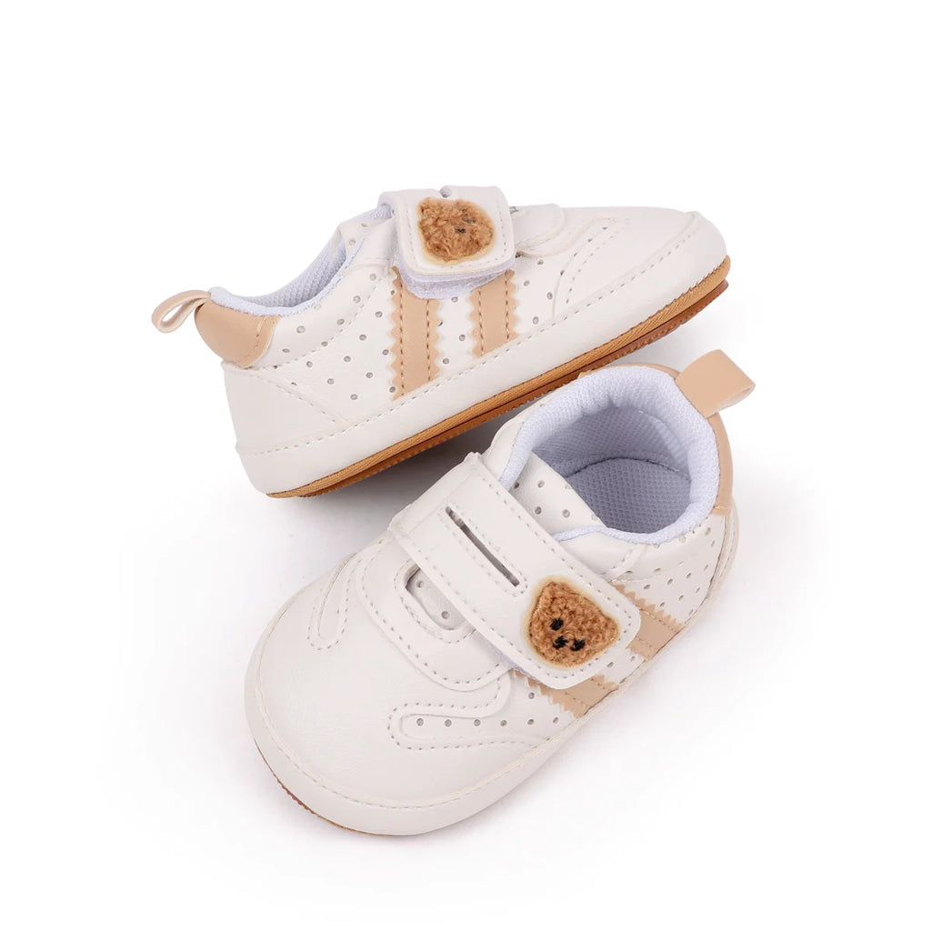 2025 0-18 Months Baby Boys Girls Sneakers Cute Bear Embroidery Infant First Walking Shoes Non-Skid Athletic Shoes