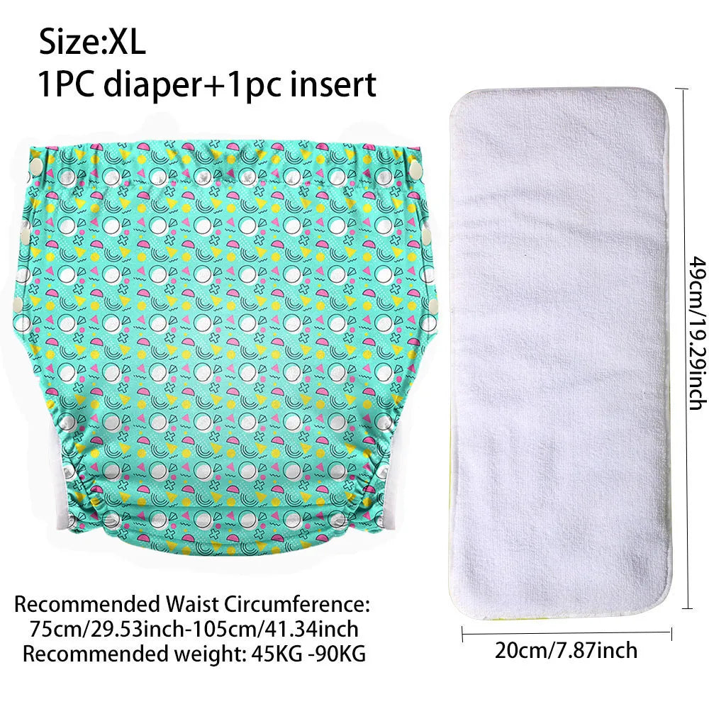 Ice Silk Adult Cloth Diaper Pants Waterproof Reusable Diapers Nappy Pads Anti Leak Breathable