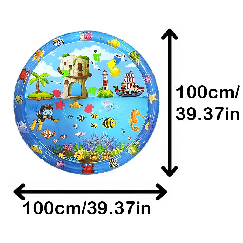 Inflatable Baby Water Play Mat Circle 65 100cm For Tummy Time And Early Learning