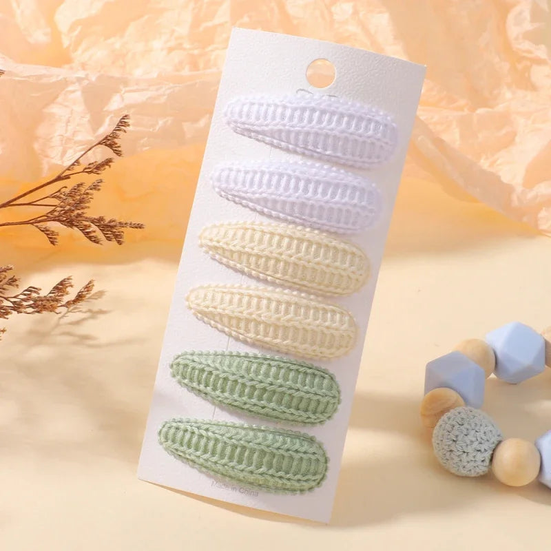 Hair Clips Set 6Pcs Cotton Fabric Plaid Alloy Hairpins For Kids Girls Toddlers Baby
