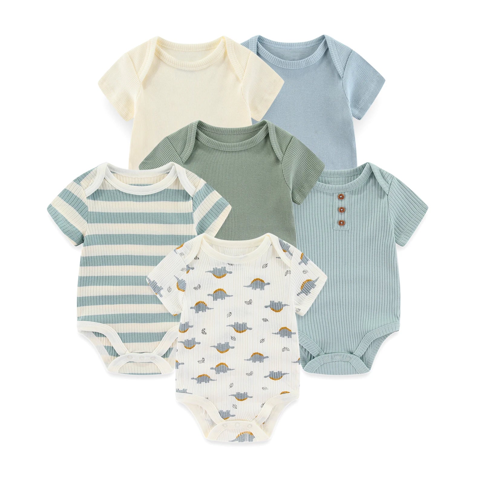Baby Bodysuits 6 Pack Short Sleeve Cotton Soft Newborn Onesies for Boys and Girls Cartoon Prints