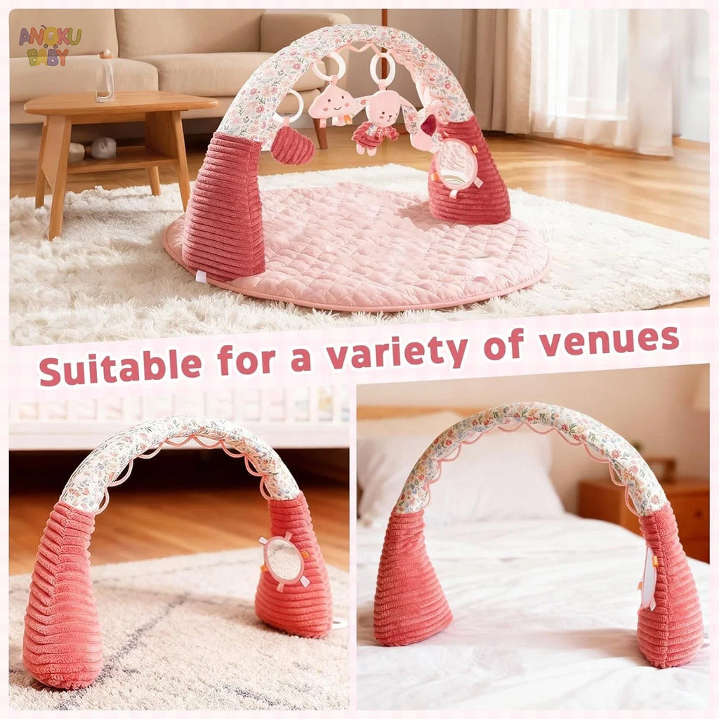 3 in 1 Baby Activity Gym with Plush Rabbit Toy Portable Tummy Time Play Mat Newborn Development Baby Fitness Frame fit 0-36 M