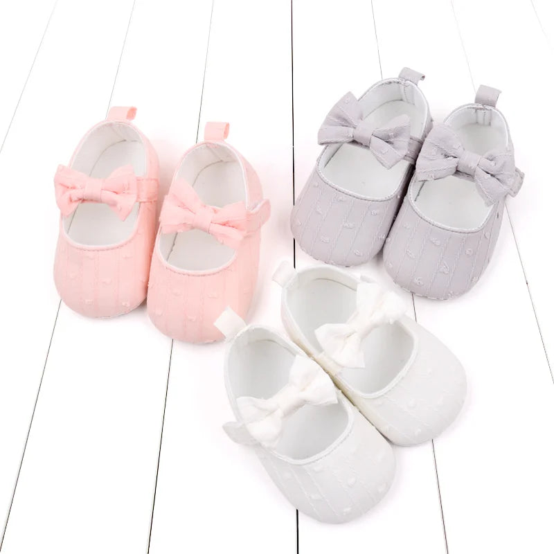 Spring Autumn New Product 0-1 Years Old Girls' Shoes with Soft Soles Embroidered Bowknot Fashionable and Cute Baby Learning WalK