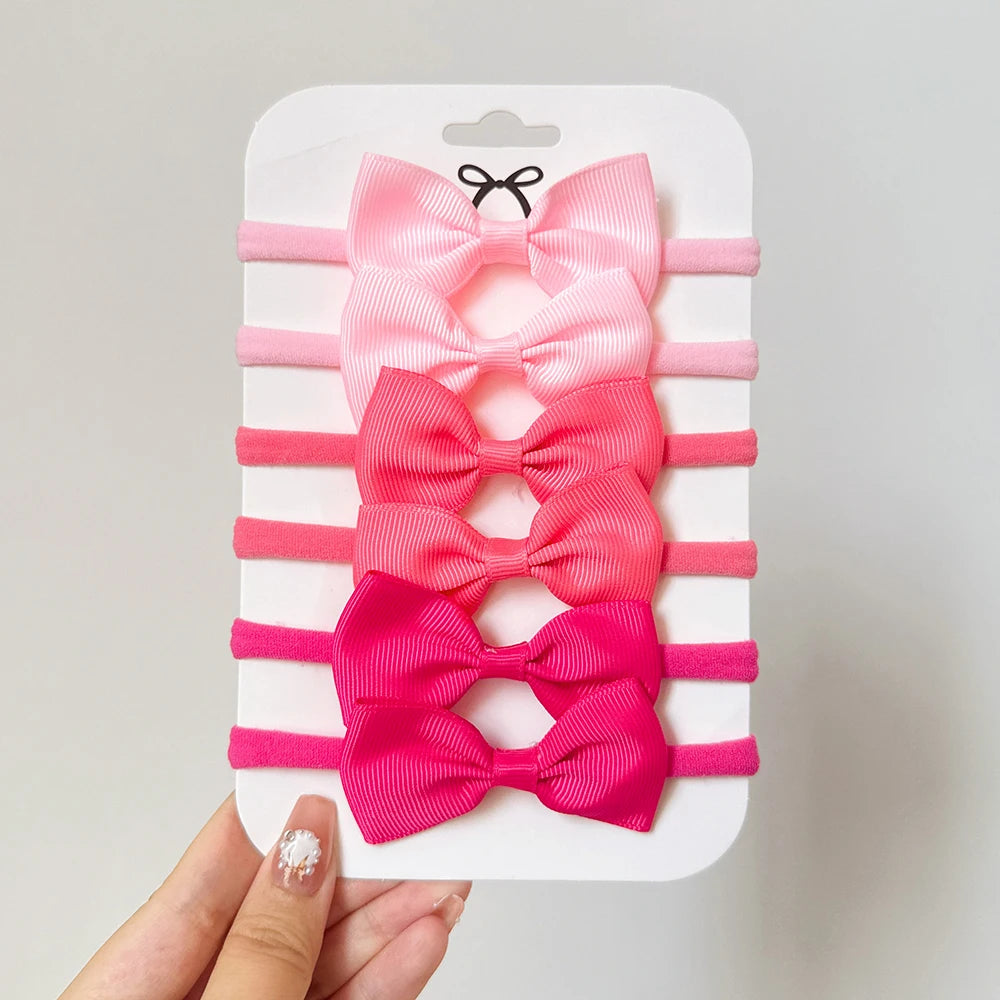 6Pcs Set Classic Ribbon Hair Bows For Baby And Toddler With Elastic Headbands Non Slip Fit