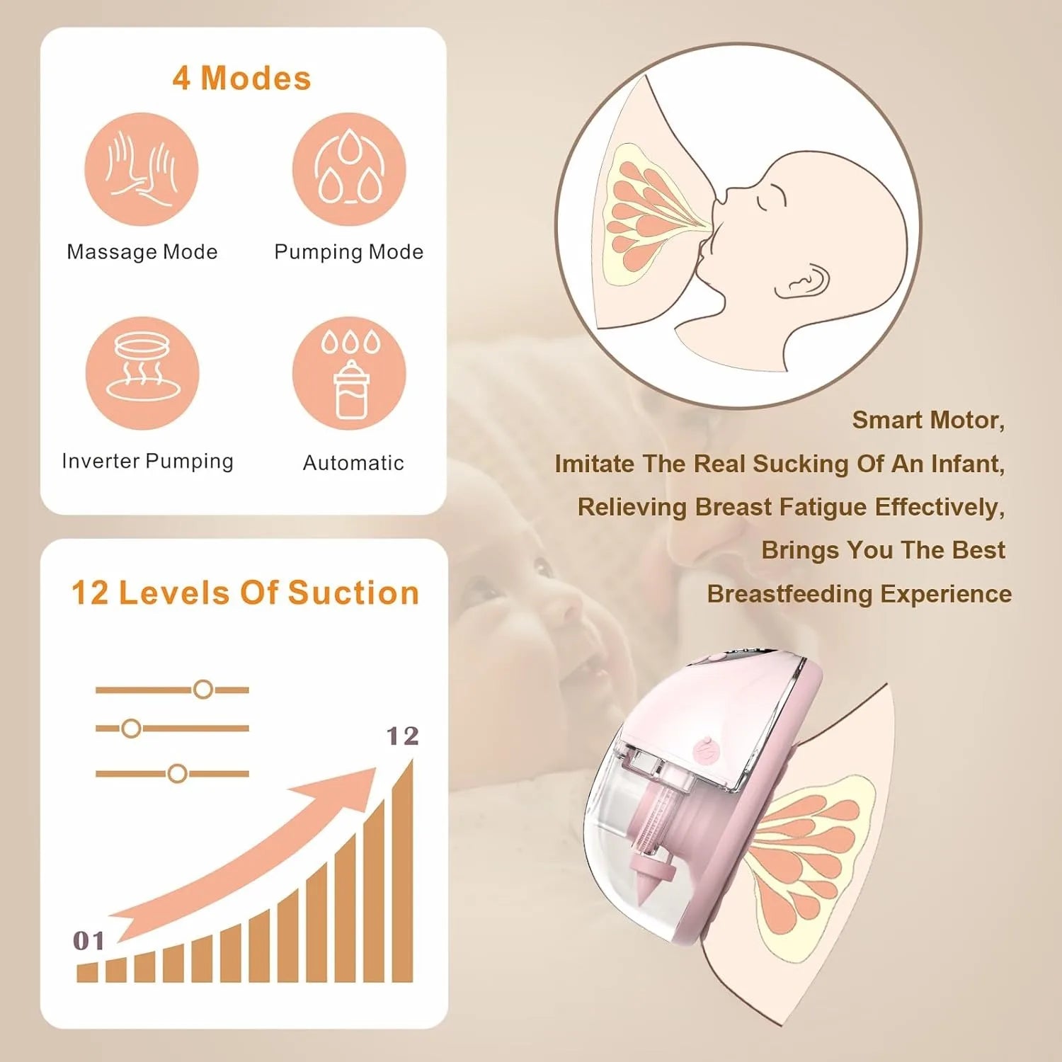 Upgrade Electric Breast Pump Handsfree With UV Sterilize & Heating Base BPAFree Silent Invisible Portable Double Breastmilk Pump