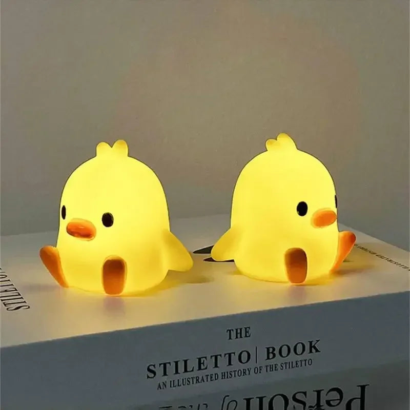 Cartoon Little Yellow Duck Night Light Built-in Battery Night Light No Harm Eyes Children Sleeping Lamp Bedroom Decor Light