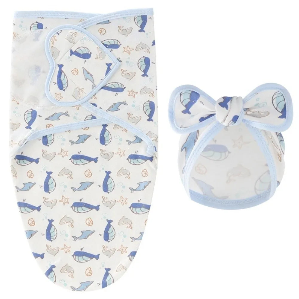 Bowknot Blanket Hat Set Soft Fabric Lightweight Material Newborn Photography Blanket Flower Adjustable Wrap
