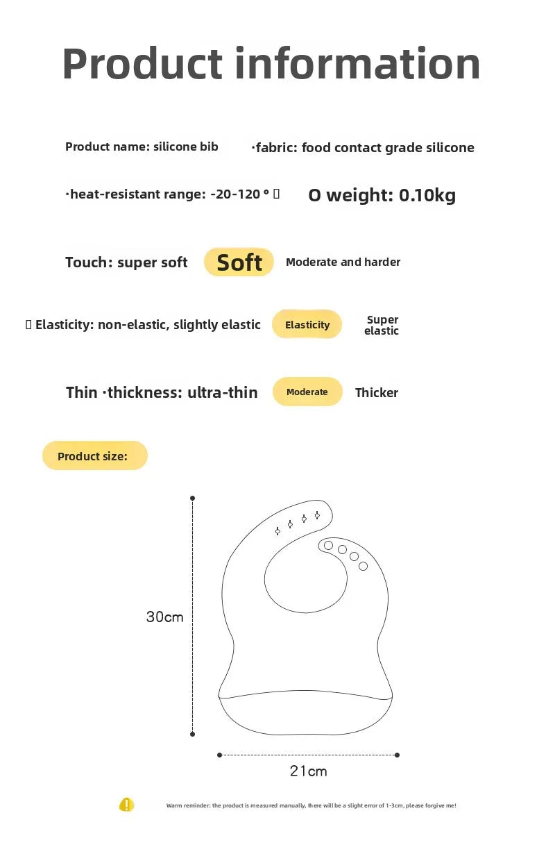 Maternal and Infant Products Baby Bib Waterproof Children's Silicone Bib, Baby Saliva Rice Pocket Leave-in Summer