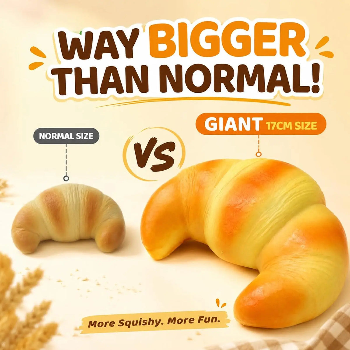 Squishy Croissant Squeeze Toy Slow Rising Sticky Stress Relief Toy Super Soft Food Creative Simulation Bread Anti-anxiety Gifts