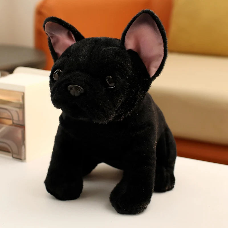 Hot 28cm Bulldog Plush Toy Realistic Stuffed Animals Black Grey Bulldog Plush Lifelike Pet Dog Soft Doll Gift