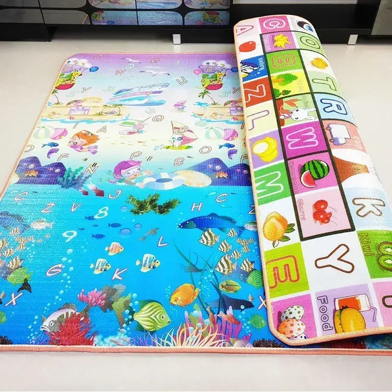 Baby Activity Gym Mat for Crawling and Play, Double-Sided Pattern, Model EPE-01, Non-Toxic